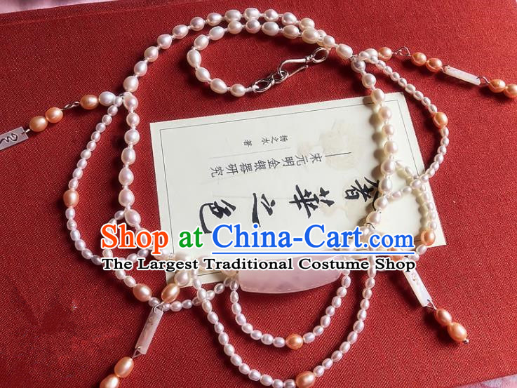 Chinese Traditional Wedding Pearls Necklace Ancient Handmade Jade Necklet for Women