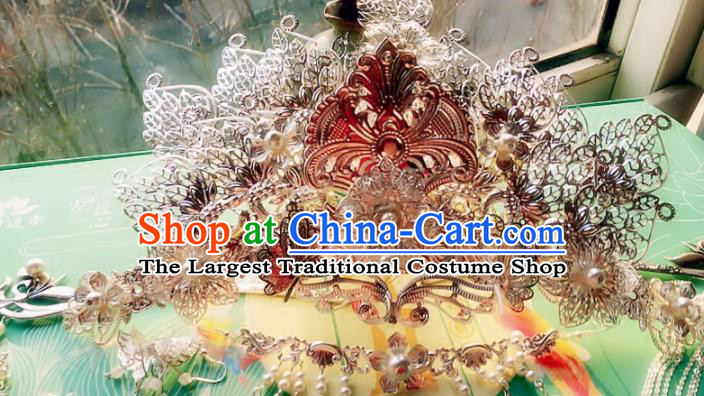 Handmade Chinese Ancient Phoenix Coronet Hair Accessories Hanfu Hairpins for Women