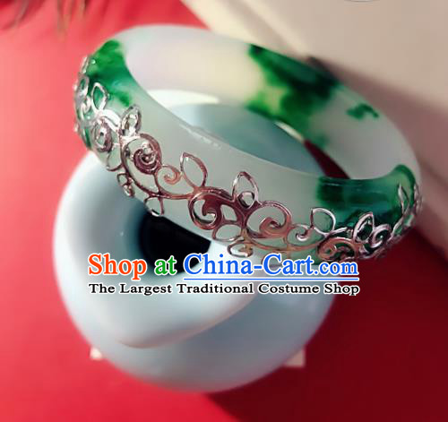 Top Grade Chinese Handmade Jade Bracelet Traditional Bride Bangle Jewelry Accessories for Women