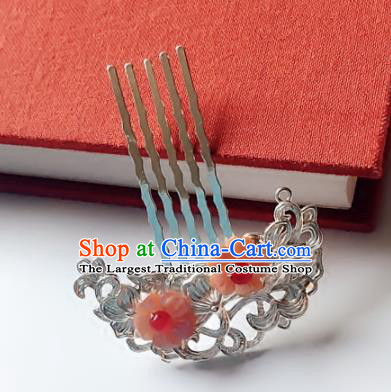 Chinese Handmade Ancient Pink Flowers Hair Comb Hair Accessories Hanfu Hairpins for Women