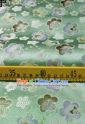 Asian Chinese Traditional Tang Suit Fabric Green Brocade Silk Material Classical Cherry Blossom Pattern Design Drapery