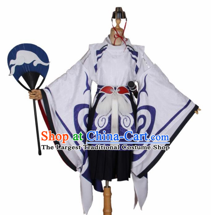 Asian Japanese Traditional Cosplay Costumes Ancient Onmyoji Swordsman Clothing for Men