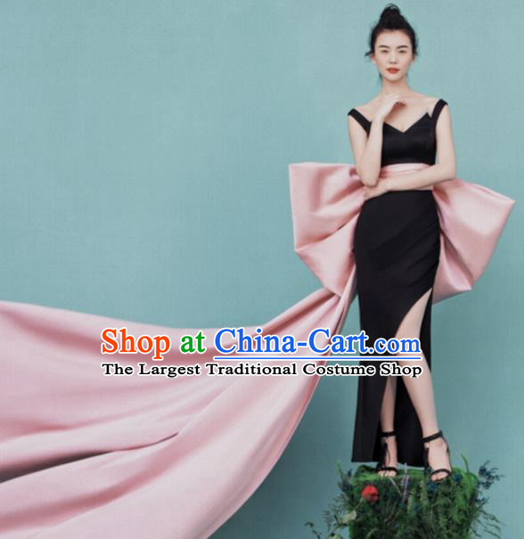 Top Performance Catwalks Costumes Wedding Black Full Dress for Women