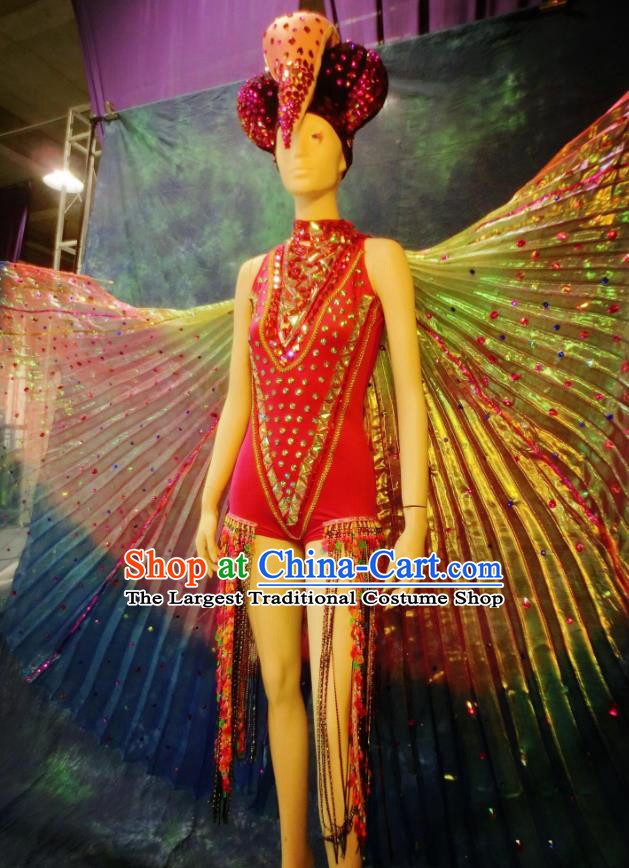 Top Grade Halloween Stage Performance Costumes Brazilian Carnival Clothing and Wings Headdress for Women