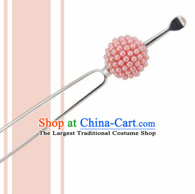 Japanese Traditional Courtesan Pink Ball Hairpins Ancient Geisha Kimono Hair Accessories for Women