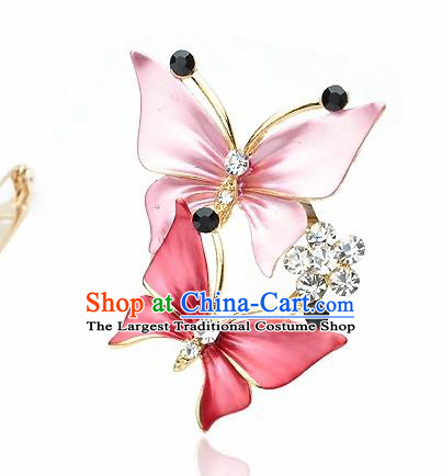 Japanese Traditional Courtesan Kimono Pink Butterfly Brooch Ancient Geisha Accessories for Women