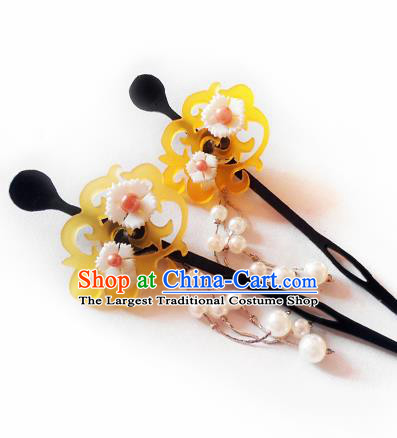 Japanese Traditional Courtesan Kimono Pearls Tassel Hairpins Ancient Geisha Hair Accessories for Women