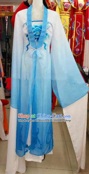 Chinese Traditional Beijing Opera Actress Blue Dress Ancient Court Maid Embroidered Costumes for Women