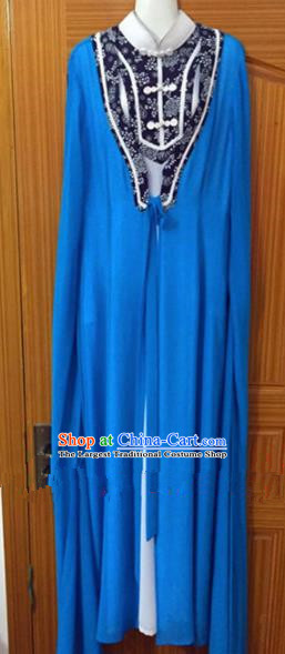 Chinese Traditional Peking Opera Peri Blue Dress Ancient Nobility Lady Embroidered Costumes for Rich