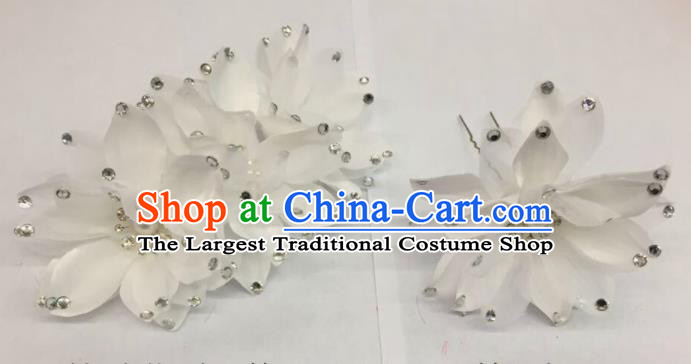 Chinese Traditional Beijing Opera White Flowers Hairpins Ancient Peri Hair Accessories for Women