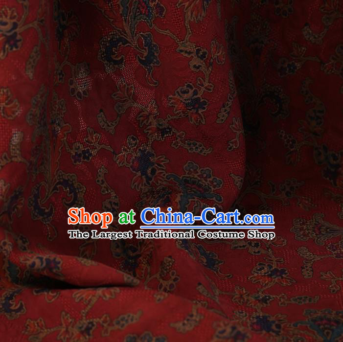 Chinese Traditional Cheongsam Red Crepe Satin Plain Palace Pattern Silk Fabric Chinese Fabric Asian Material