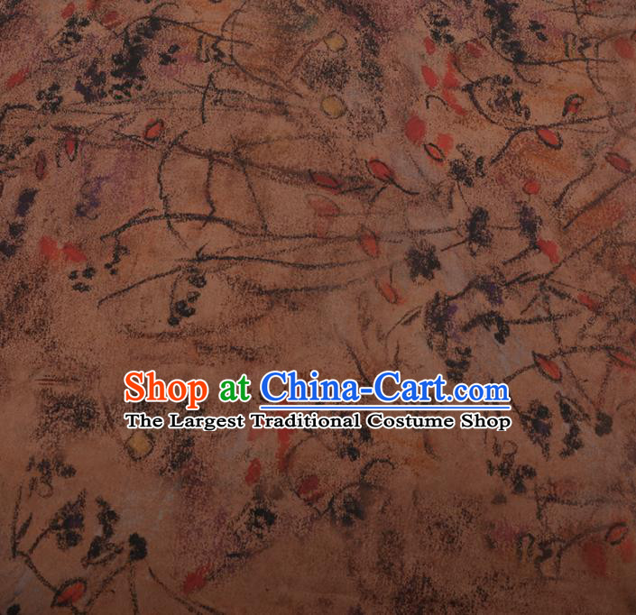 Chinese Classical Cheongsam Drapery khaki Silk Fabric Traditional Pattern Satin Plain Gambiered Guangdong Gauze