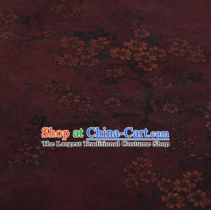 Chinese Traditional Silk Fabric Classical Plum Blossom Pattern Satin Plain Cheongsam Drapery Gambiered Guangdong Gauze