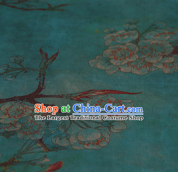 Chinese Traditional Silk Fabric Classical Pear Flowers Pattern Green Satin Plain Cheongsam Drapery Gambiered Guangdong Gauze