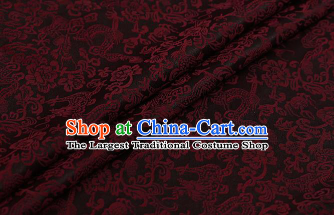 Chinese Classical Silk Fabric Traditional Red Dragons Pattern Satin Plain Cheongsam Drapery Gambiered Guangdong Gauze