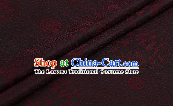 Chinese Classical Silk Fabric Traditional Red Dragons Pattern Satin Plain Cheongsam Drapery Gambiered Guangdong Gauze