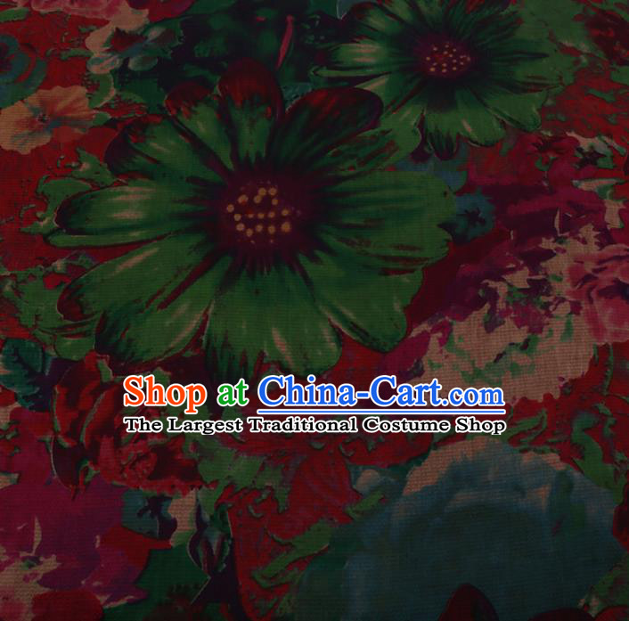 Asian Chinese Silk Fabric Traditional Classical Pattern Red Satin Plain Cheongsam Drapery Gambiered Guangdong Gauze