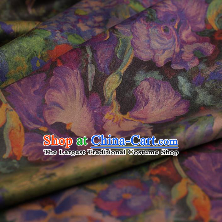 Asian Chinese Gambiered Guangdong Gauze Traditional Satin Plain Classical Pattern Cheongsam Silk Drapery