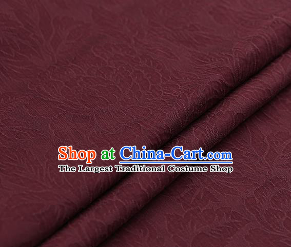 Chinese Traditional Red Gambiered Guangdong Gauze Satin Plain Classical Peony Pattern Cheongsam Silk Drapery