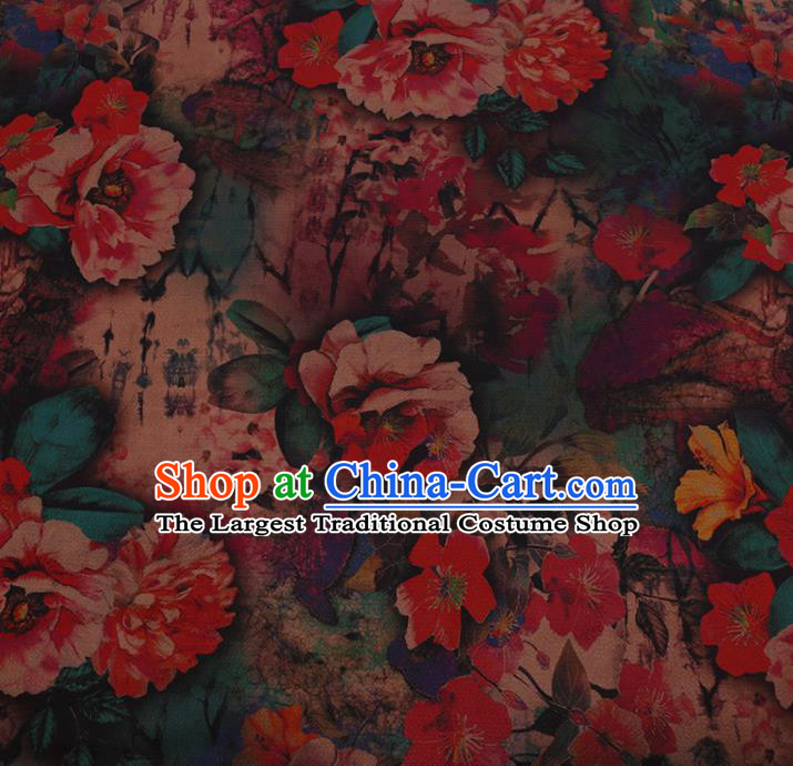 Traditional Chinese Gambiered Guangdong Gauze Classical Pattern Satin Plain Cheongsam Silk Drapery