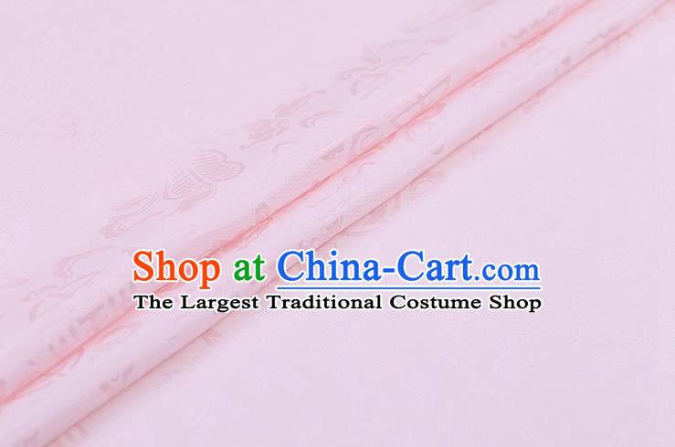 Traditional Chinese Pink Brocade Palace Cucurbit Ribbon Pattern Satin Plain Cheongsam Silk Drapery