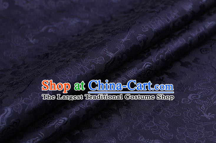 Traditional Chinese Deep Purple Brocade Palace Dragons Pattern Satin Plain Cheongsam Silk Drapery