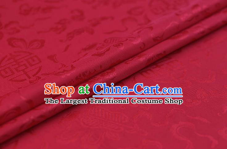 Traditional Chinese Red Brocade Palace Cucurbit Ribbon Pattern Satin Plain Cheongsam Silk Drapery