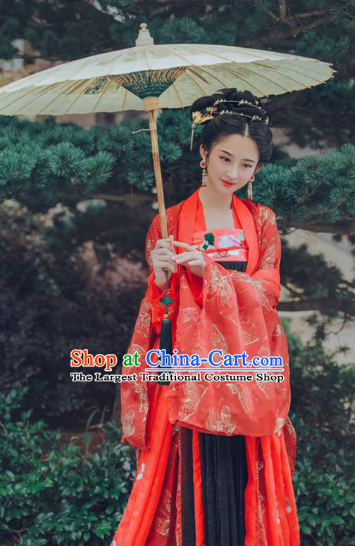 Chinese Tang Dynasty Imperial Consort Wedding Hanfu Dress Ancient Fairy Embroidered Costumes for Women