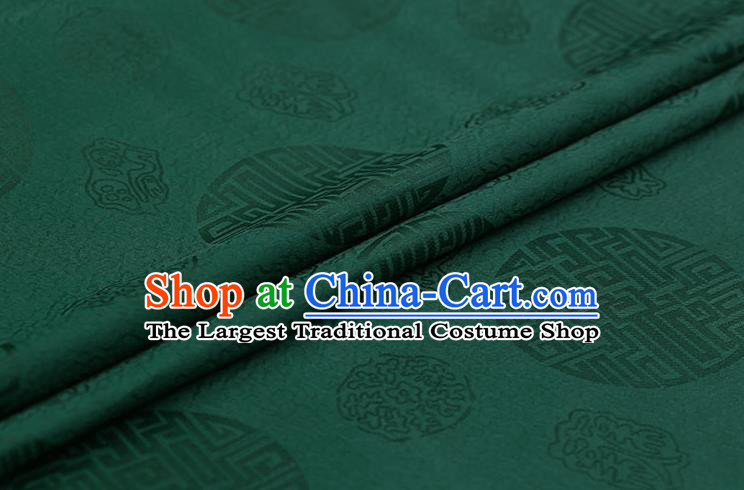 Chinese Traditional Green Brocade Fabric Palace Pattern Satin Plain Cheongsam Silk Drapery