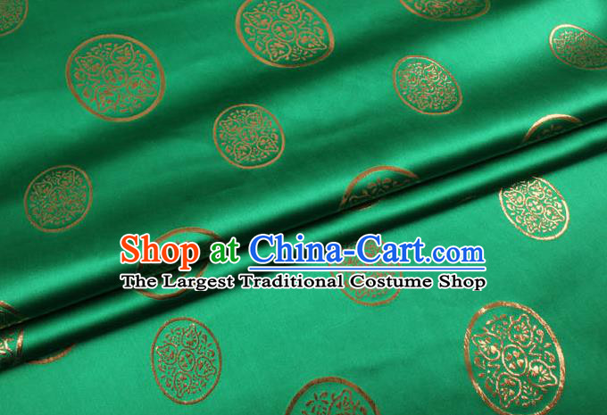 Chinese Traditional Green Brocade Fabric Palace Pattern Satin Plain Cheongsam Silk Drapery