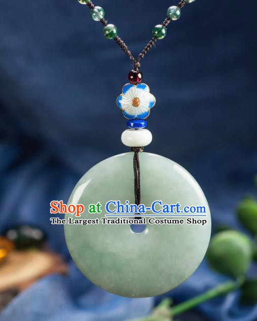 Chinese Traditional Jewelry Accessories Ancient Ice Jade Necklace Jadeite Pendant