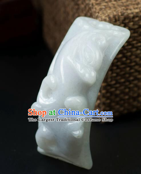 Chinese Traditional Jewelry Accessories Carving Jade Label Handmade Jadeite Pendant