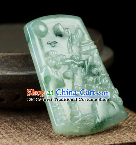 Chinese Traditional Jewelry Accessories Carving Jade Handmade Jadeite Pendant