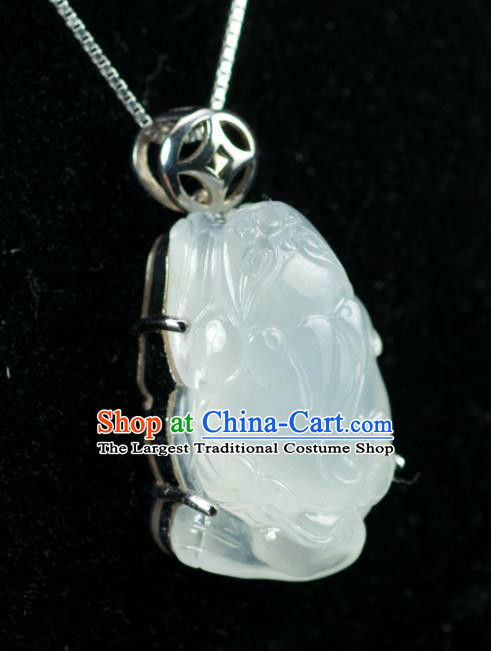 Chinese Traditional Jewelry Accessories Jade Toad Necklace Handmade Jadeite Pendant
