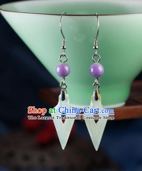 Chinese Traditional Jewelry Accessories Ancient Hanfu Jade Earrings for Women