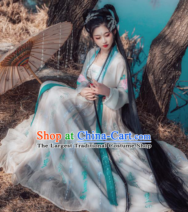 Chinese Ancient Peri Princess Hanfu Dress Traditional Palace Lady Embroidered Costumes for Women