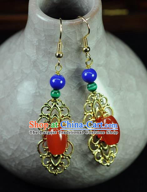 Chinese Traditional Jewelry Accessories Ancient Hanfu Agate Earrings for Women