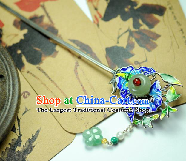 Chinese Traditional Hanfu Blueing Butterfly Hair Clip Hair Accessories Ancient Classical Hairpins for Women