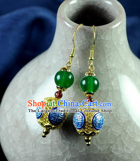 Chinese Traditional Jewelry Accessories Ancient Hanfu Blueing Earrings for Women