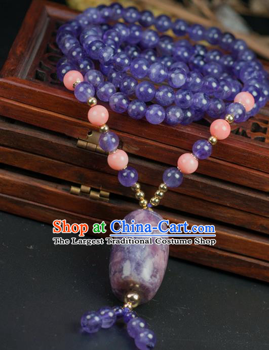 Chinese Traditional Jewelry Accessories Ancient Hanfu Amethyst Necklace for Women