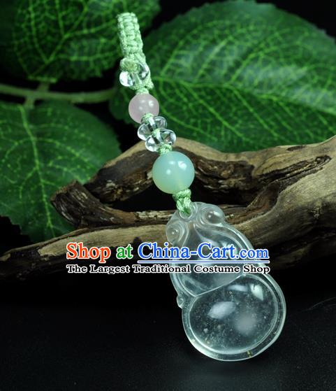 Chinese Traditional Jewelry Accessories Jade Cucurbit Craft Handmade Jadeite Pendant