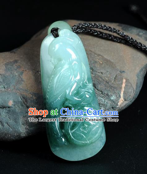 Chinese Traditional Jewelry Accessories Jade Sculpture Parrot Craft Handmade Jadeite Pendant