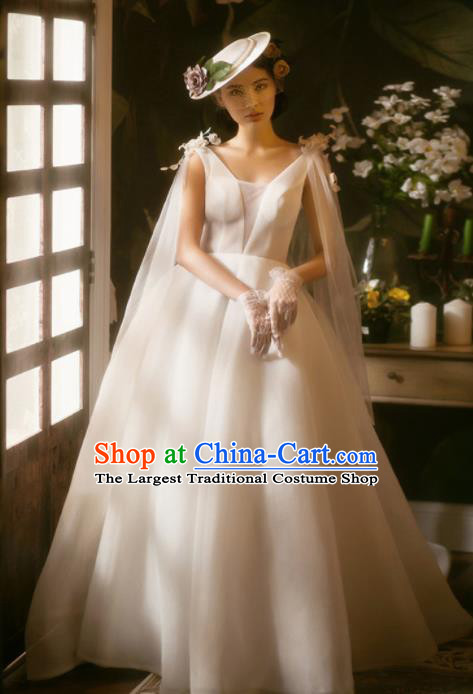 Top Performance Catwalks Costumes White Wedding Dress Full Dress for Women