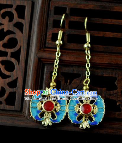 Chinese Traditional Jewelry Accessories Ancient Hanfu Blueing Pomegranate Earrings for Women