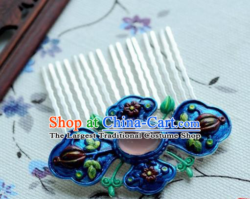 Chinese Traditional Blue Hair Comb Hair Accessories Ancient Palace Classical Hairpins for Women