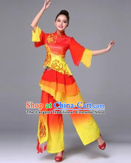 Traditional Chinese Folk Dance Red Clothing Yangko Dance Costume for Women