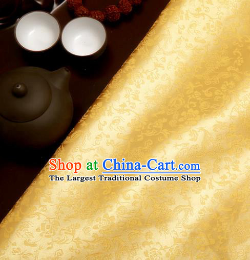 Chinese Traditional Yellow Brocade Classical Pattern Design Tang Suit Silk Fabric Material Satin Drapery