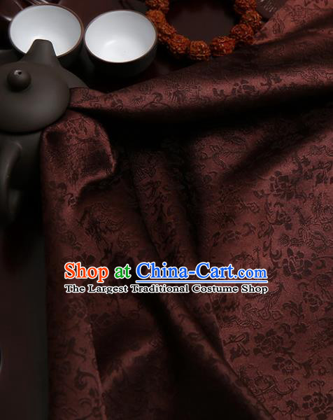 Chinese Traditional Brown Brocade Classical Pattern Design Tang Suit Silk Fabric Material Satin Drapery