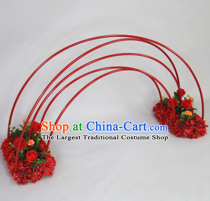 Chinese Traditional Wedding Rainbow Bridge Films Props Iron Red Decoration