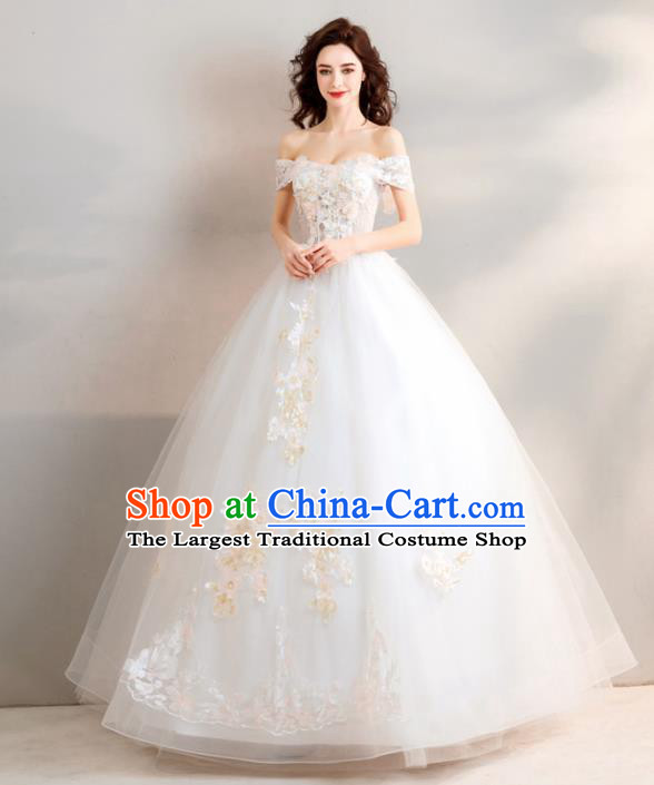 Top Grade Handmade Wedding Costumes Princess Wedding Gown Bride White Veil Full Dress for Women